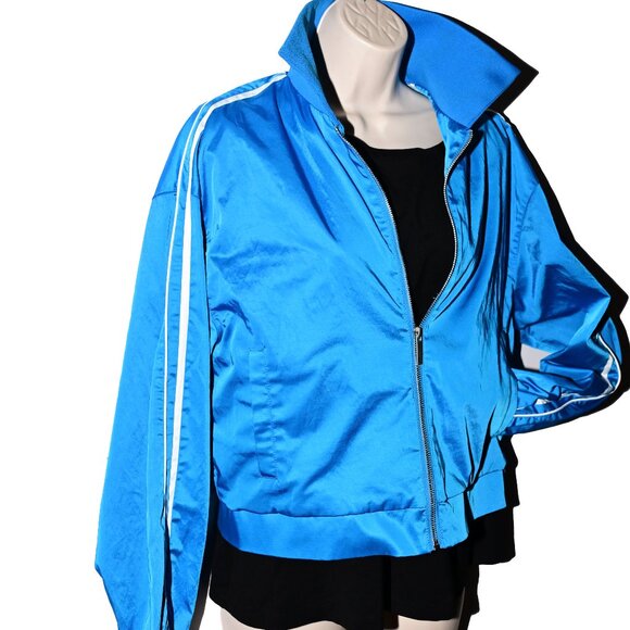 ZARA Satin Blue Track Jacket, Size Small - Picture 2 of 5